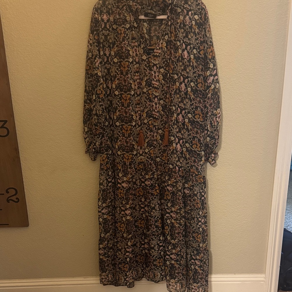 Vici Floral Dress - Black, Pink, Orange